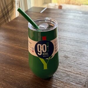 Green Insulated Tumbler with Straw